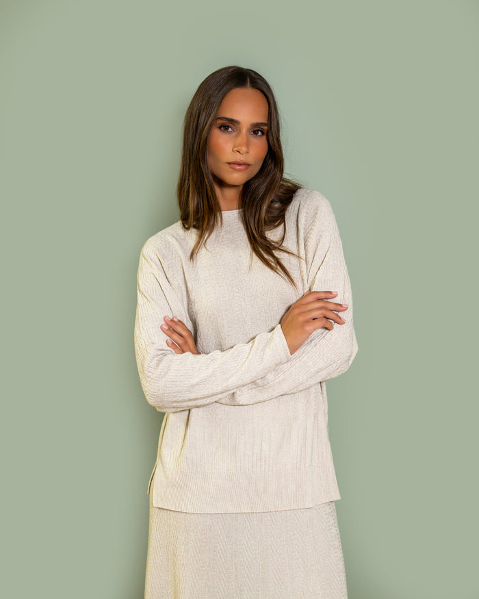 Pull Bianca, col bateau et manches chauve-souris